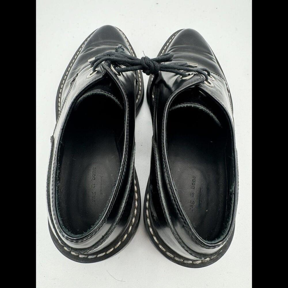 Rag & Bone Kenton Patent Leather Derby Oxfords Shoes Black Size 39 EU, 9 US - Picture 5 of 8